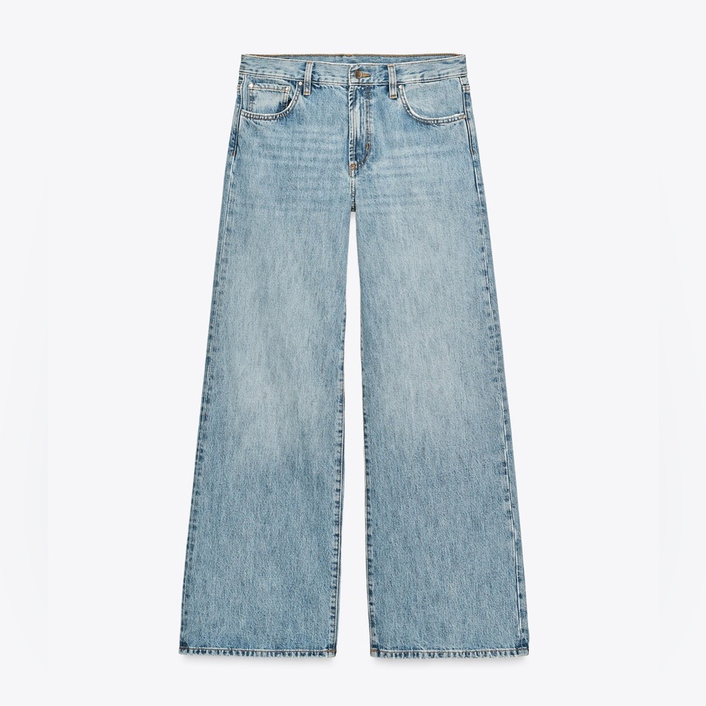 NWT zara zw collection wide leg low rise jeans - 27 runs big